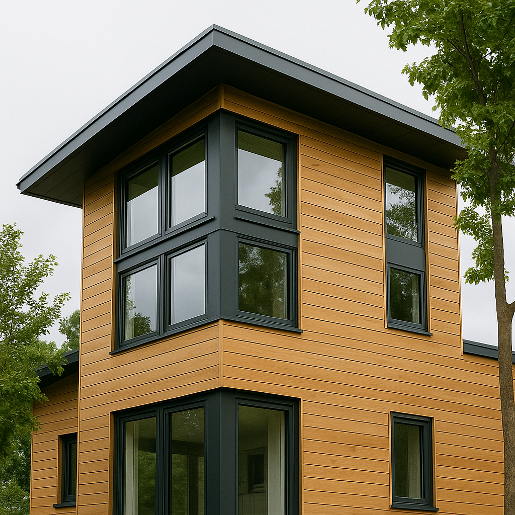 Modernes Gebäude aus Holz und Glas